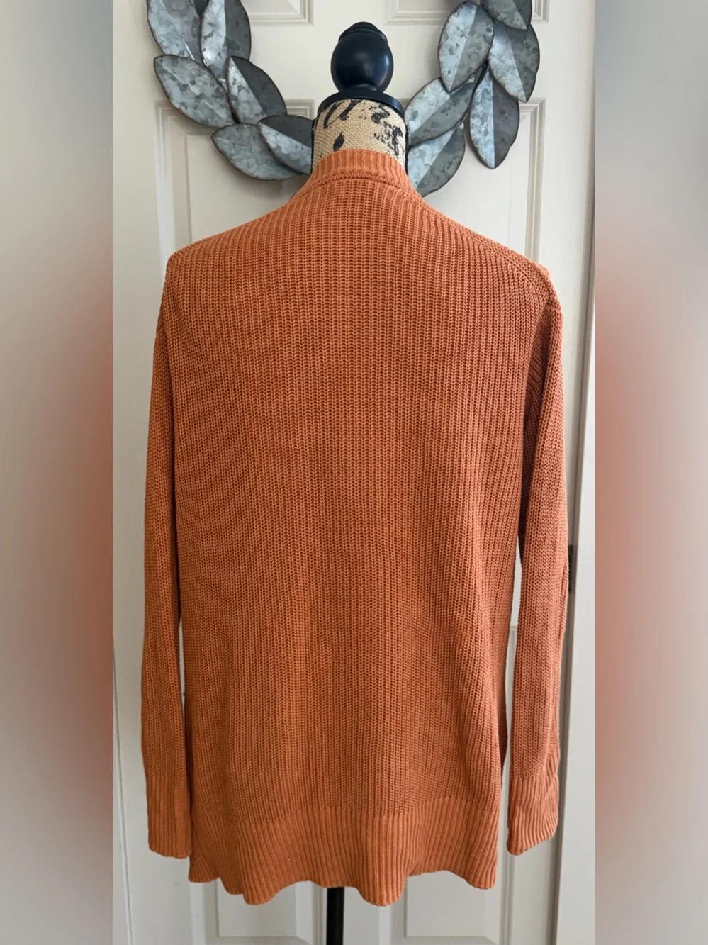 331: Matty M Open-Front Rust Orange Knit Cardigan - Medium